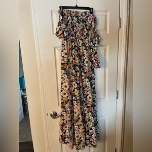 Onyx Garden Floral Pocketed Jumpsuit - worn once